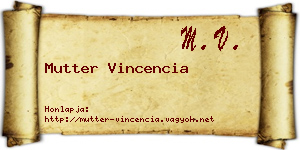 Mutter Vincencia névjegykártya